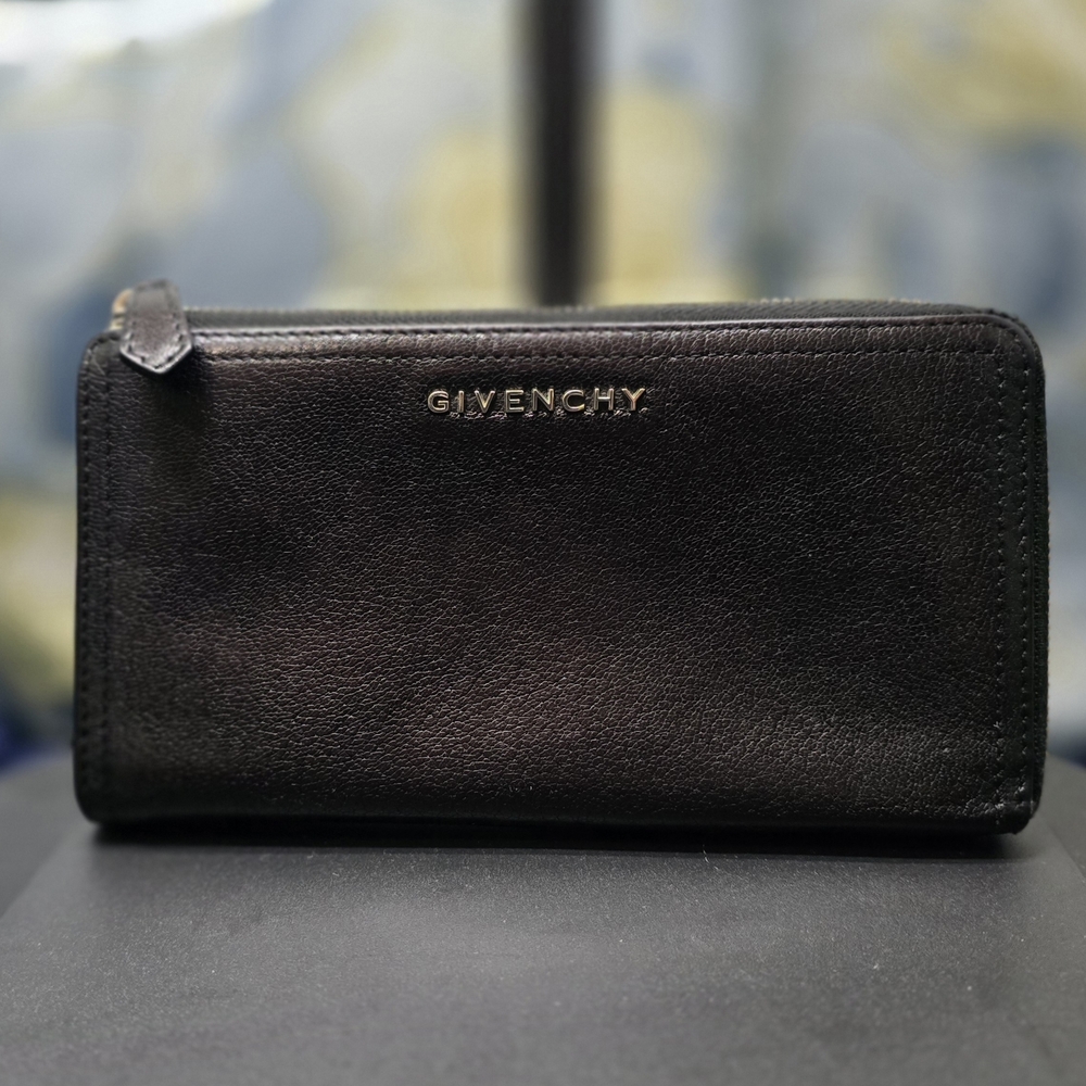 Givenchy Black Leather Zip Wallet